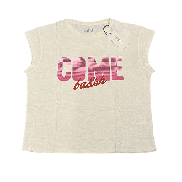 NEW Ba&sh Coby printed T shirt size 3 Ivory - Picture 2 of 8